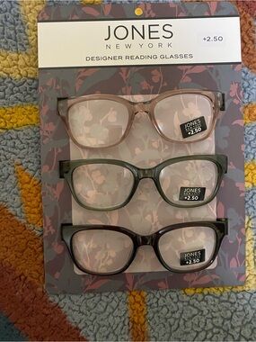 NEW Jones New York Trio Reading Glasses in Pink, Green, Brown Tones